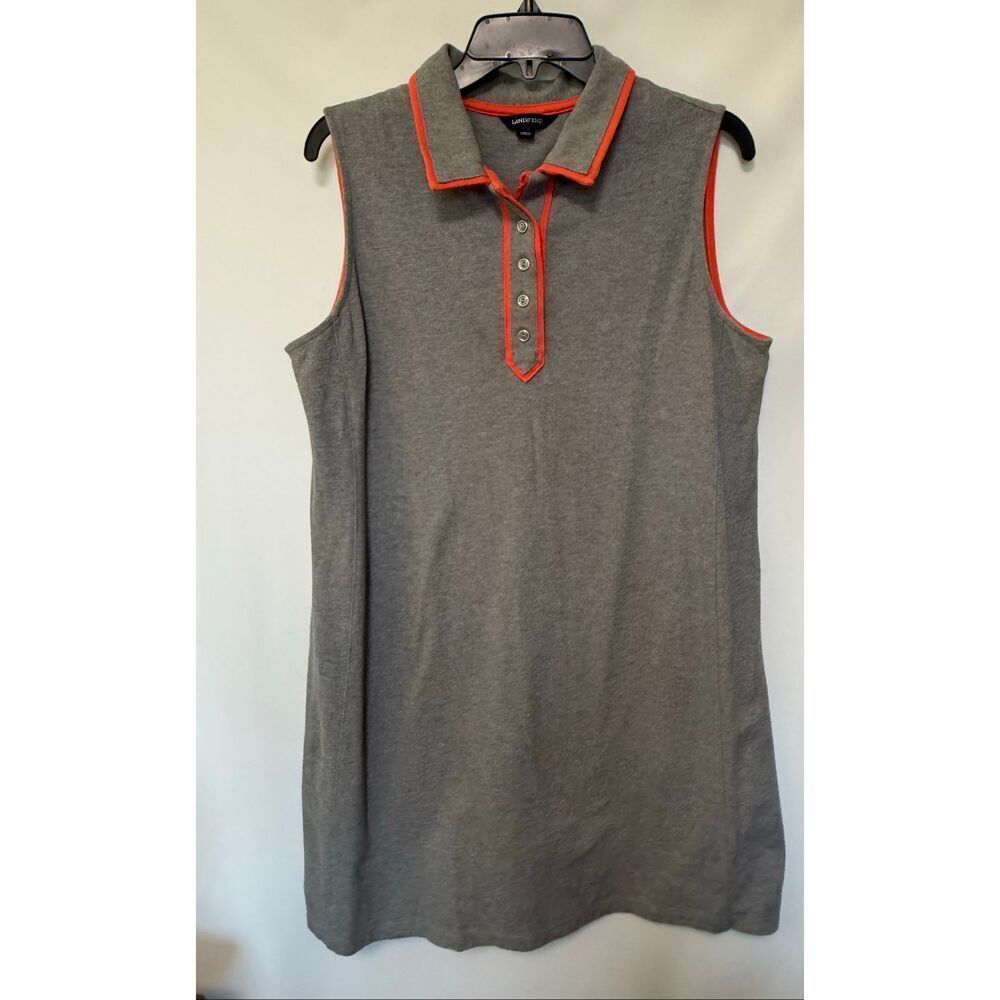 Lands’ End Women sleeveless gray orange dress size large petite